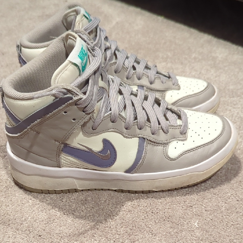 Nike Gray and White High-Top Sneakers
